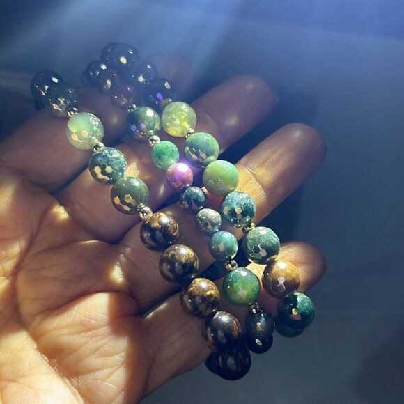 Dee Berkley Set of (3) 6mm Mystic Coated Marine Agate with 8mm Multi-Colored Aga - Picture 2 of 12